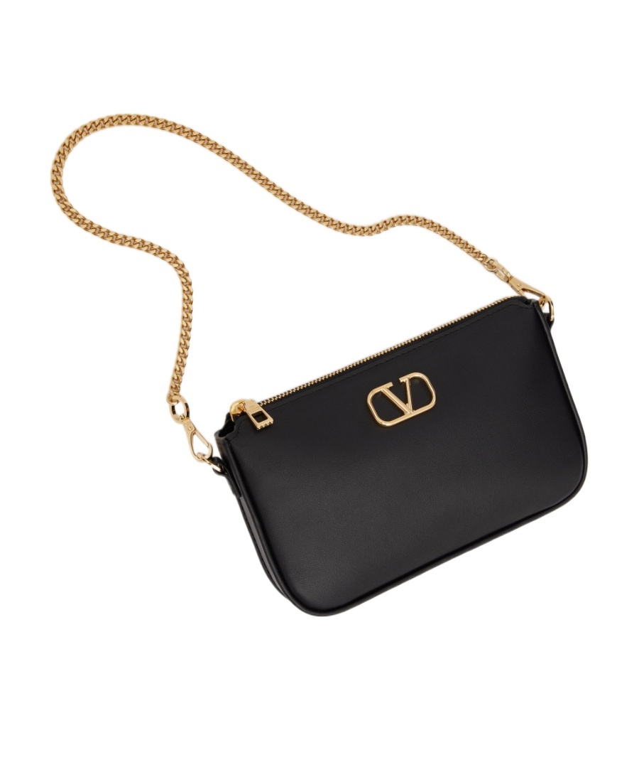 Valentino Vlogo Signature Leather Crossbody Bag In Black