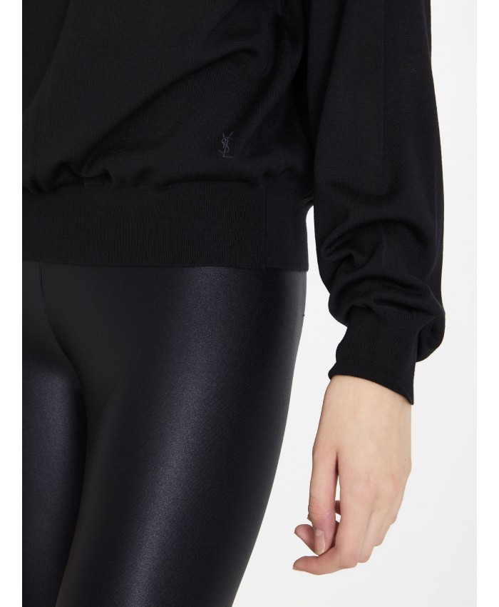 Saint Laurent High-neck Wool Jumper In Black