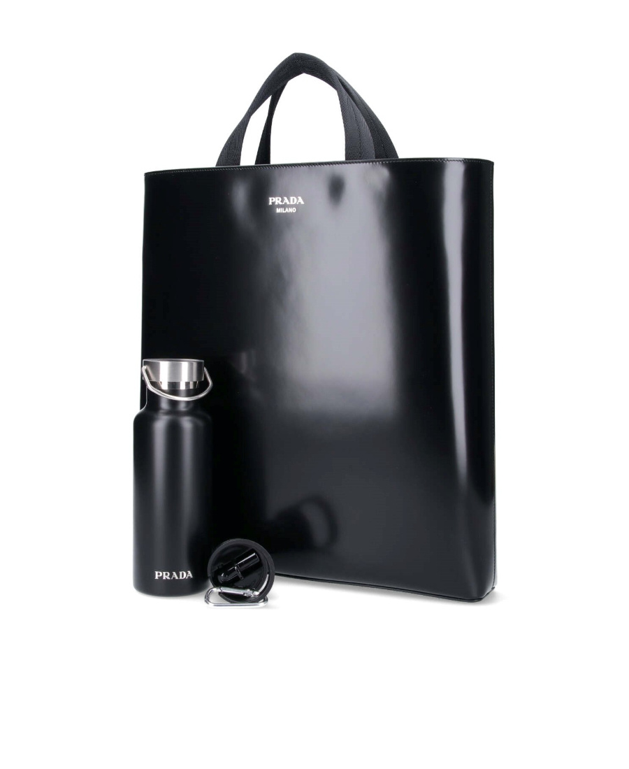 Prada Tote Bag With Bottle In Black