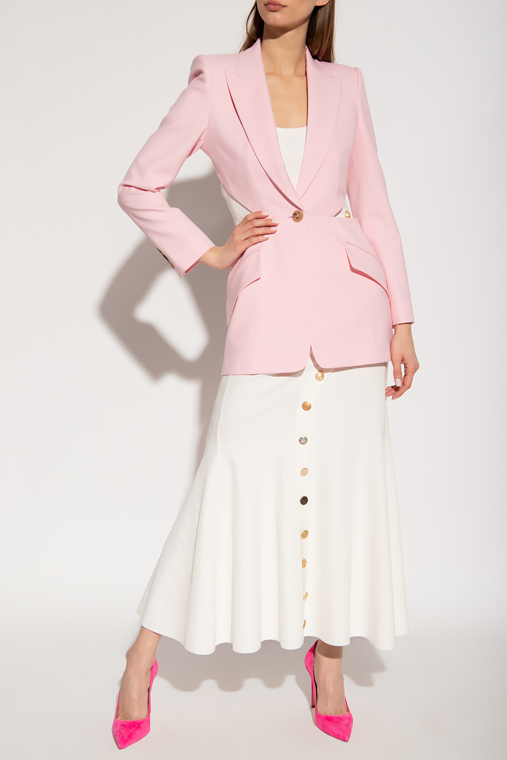 Alexander Mcqueen Single-breasted Cut-out Blazer In Pink