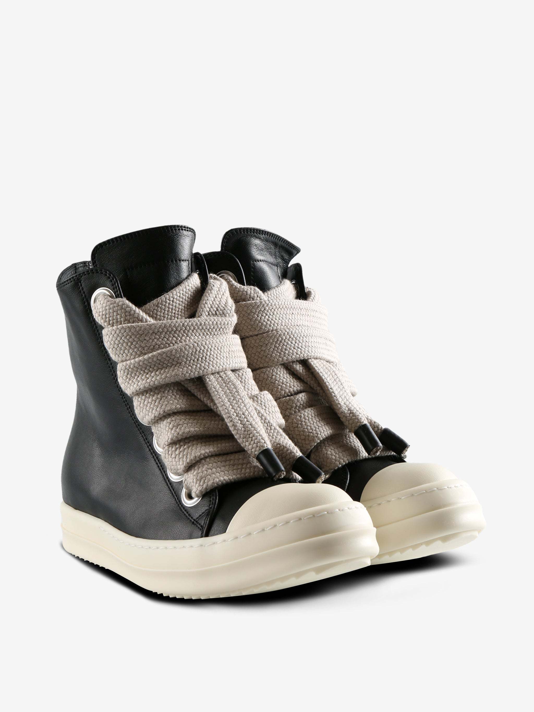 Rick Owens Lace-up High-top Rubber Sole Sneaker In Black
