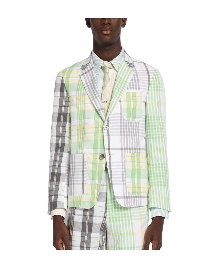 Thom Browne Checked Single-breasted Blazer In White