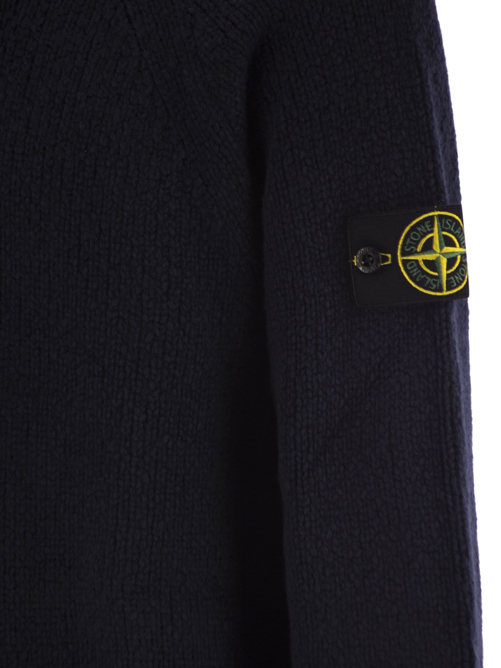 Stone Island Lightweight Wool Crew Neck Sweater With Raglan Sleeves Clothing In Blue