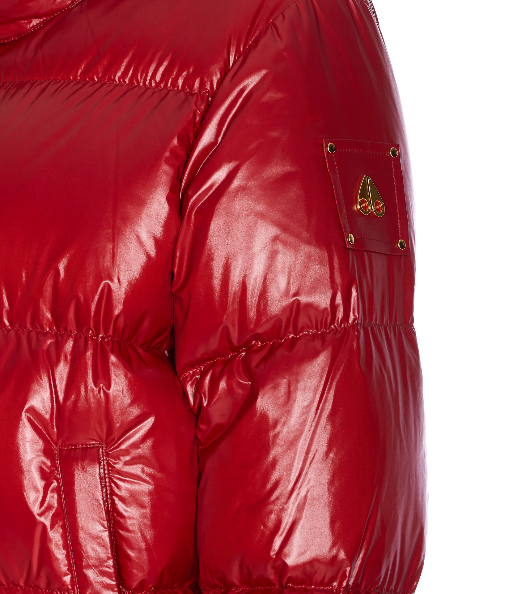 Moose Knuckles Quilted Hooded Jacket Zip Pockets In Red