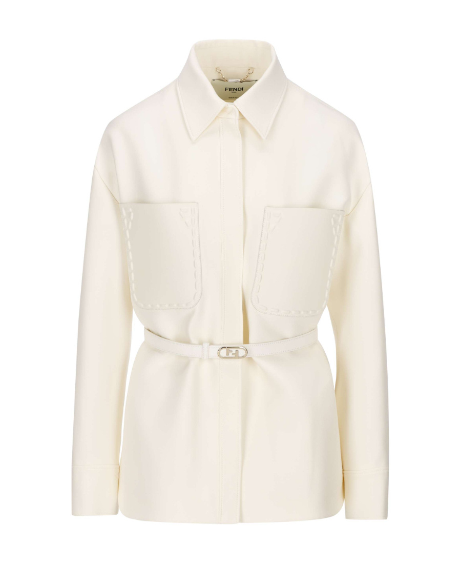 Fendi Lapel Casual Jacket In White