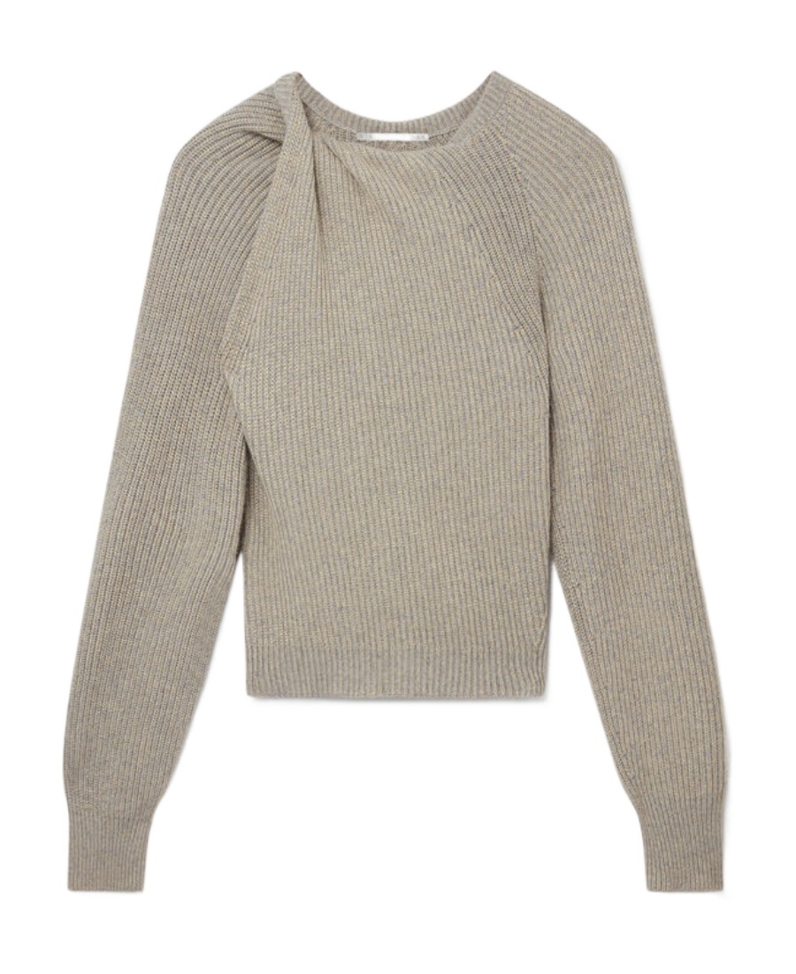 Stella Mccartney Gray Shifting Knot Sweater In Nude