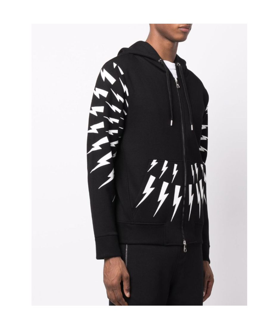 Neil Barrett Graphic-print Zip-fastening Hoodie In Black