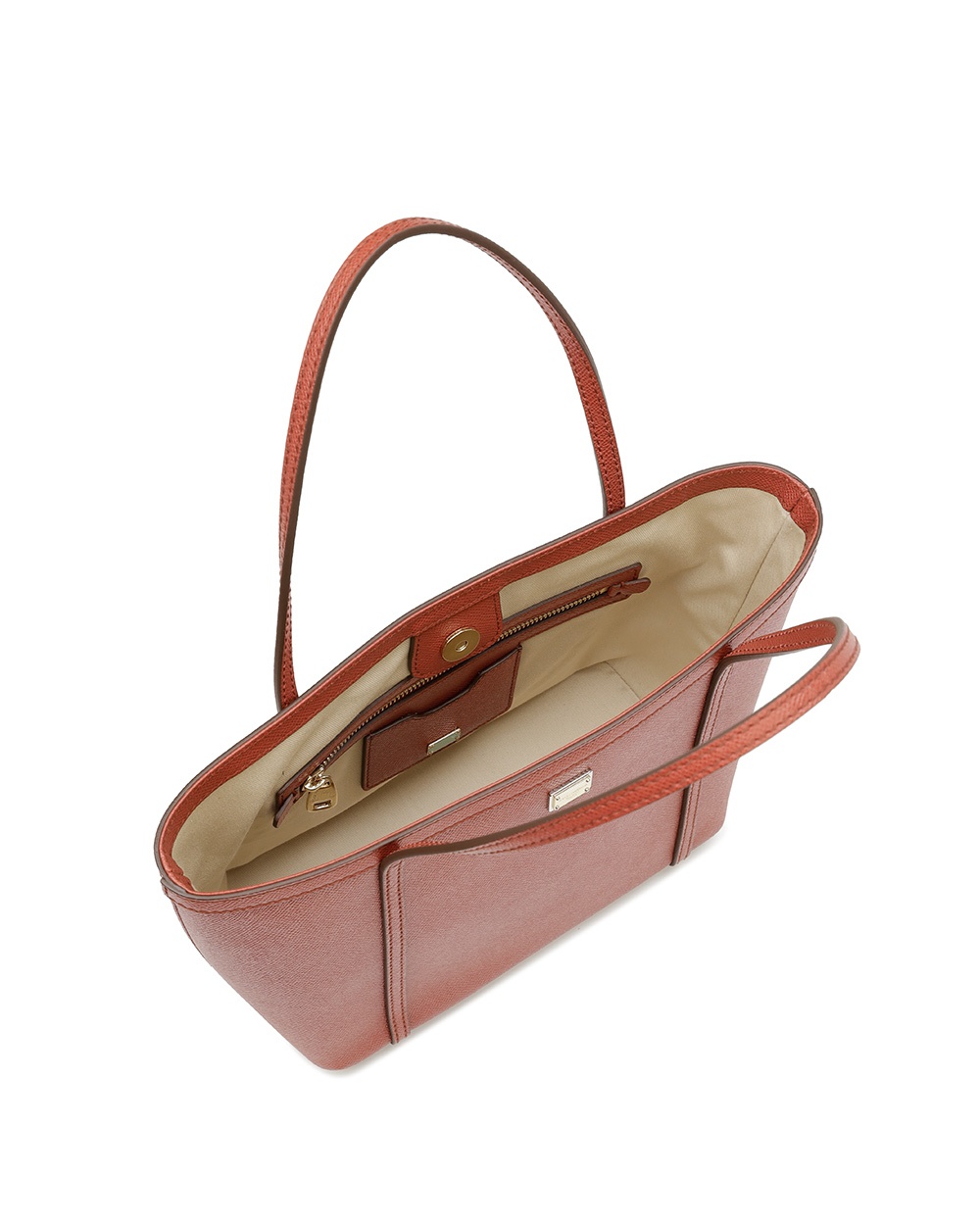 Dolce & Gabbana Logo Details Handbag In Brown