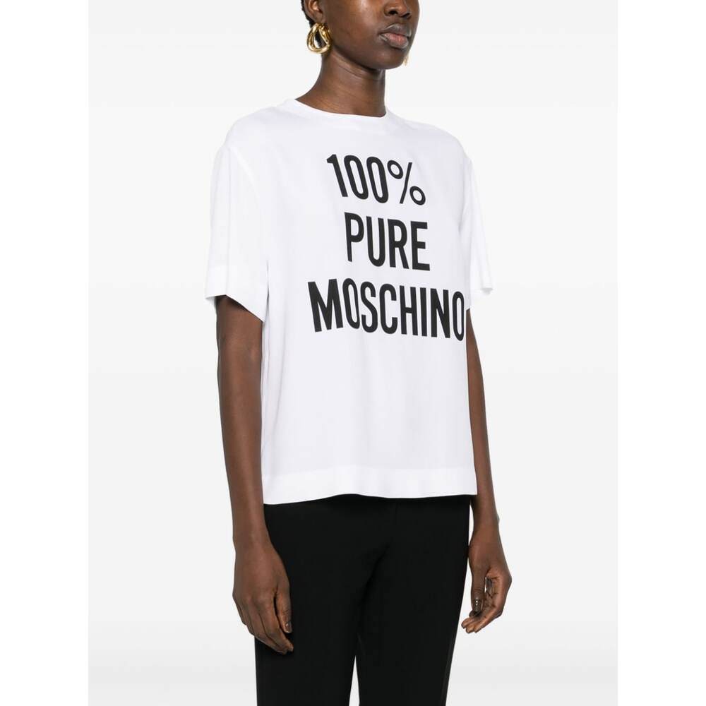 Moschino Viscose Envers Satin Logo T-shirt In White