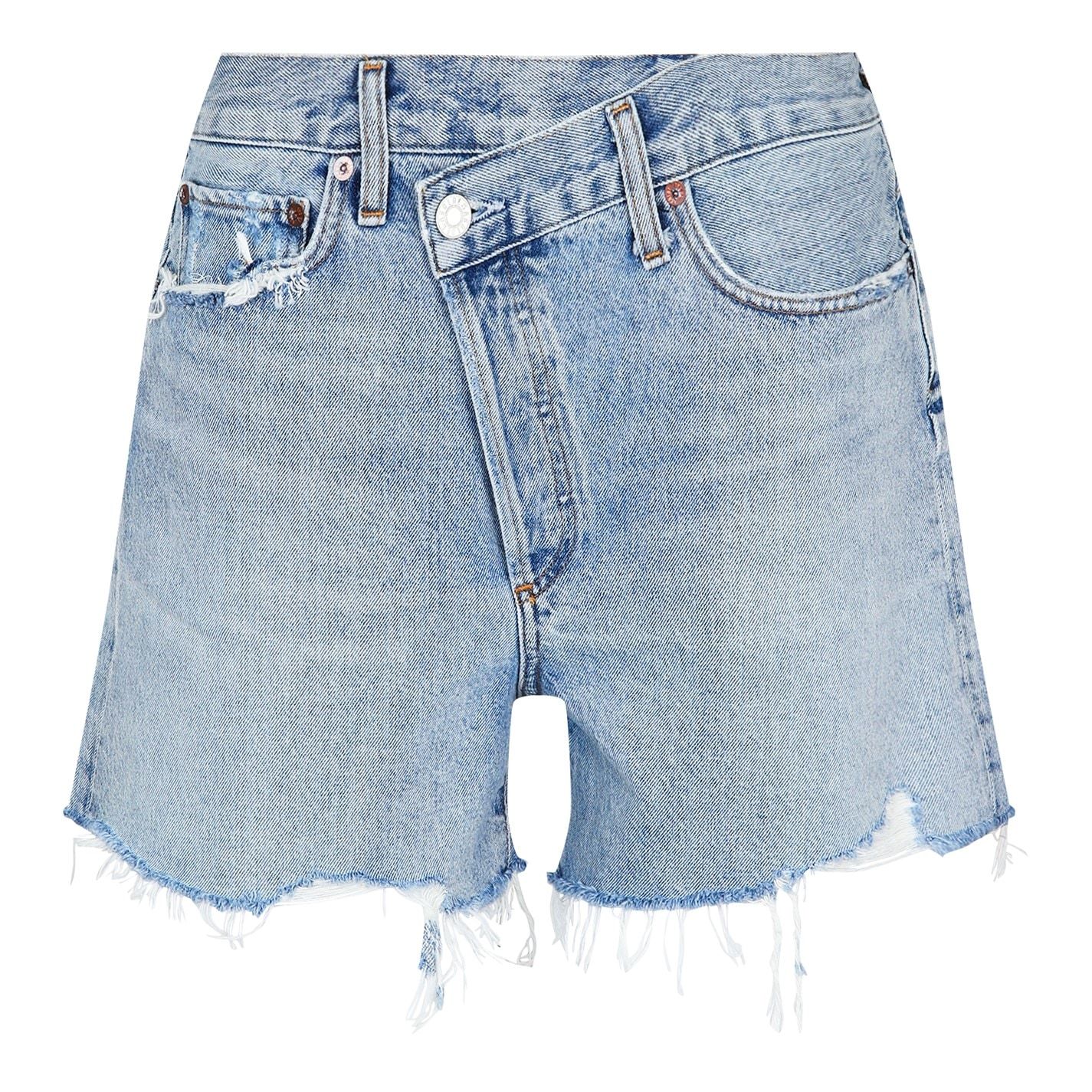 Agolde Denim Shorts With Multiple Pockets In Blue