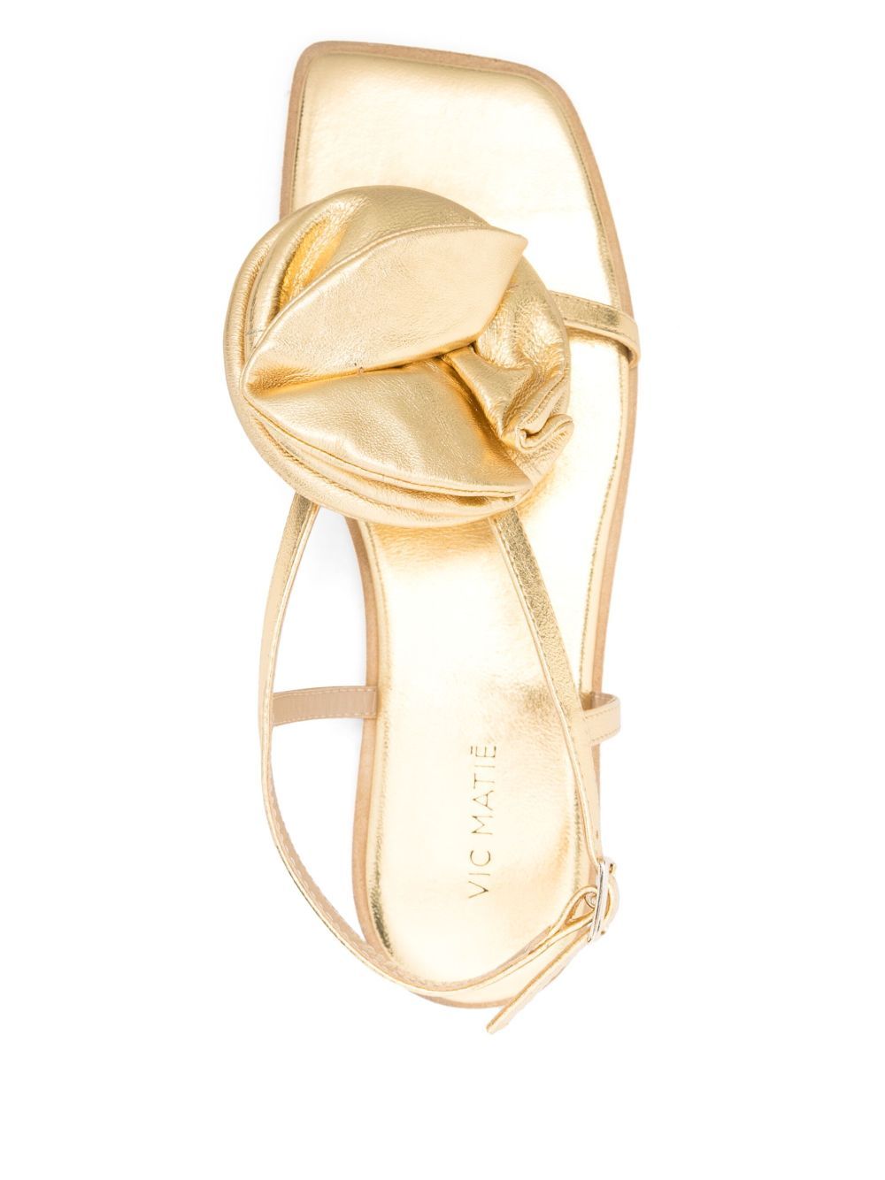 Vic Matie Square Toe Flat Sandals In Gold