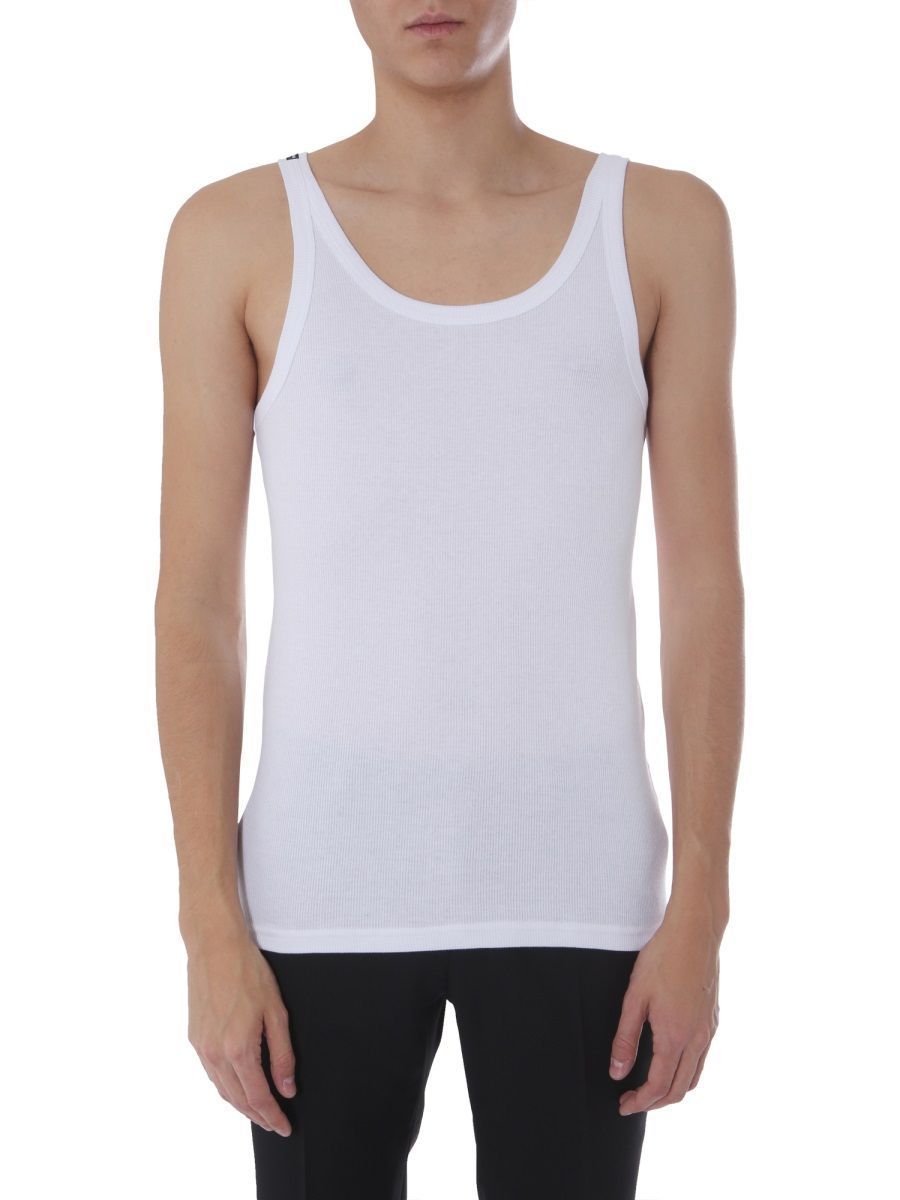 Shop Dolce & Gabbana Round-neck Cotton Vest In White