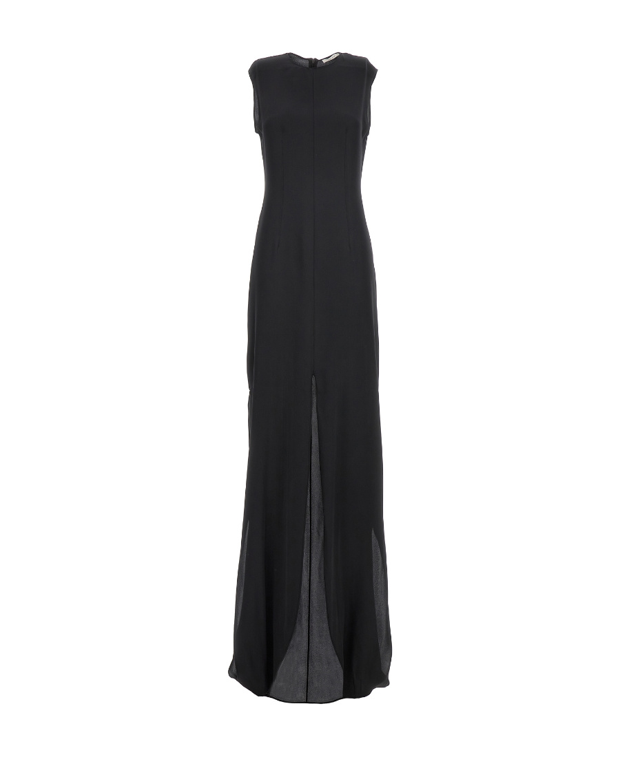 The Row Draped Silk Mini Dress In Black
