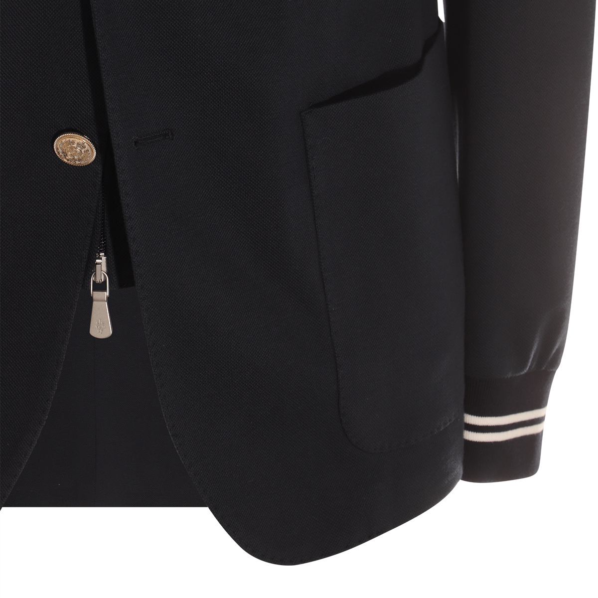 Eleventy Hooded Blazer With Front Pockets And Striped Trim In Black