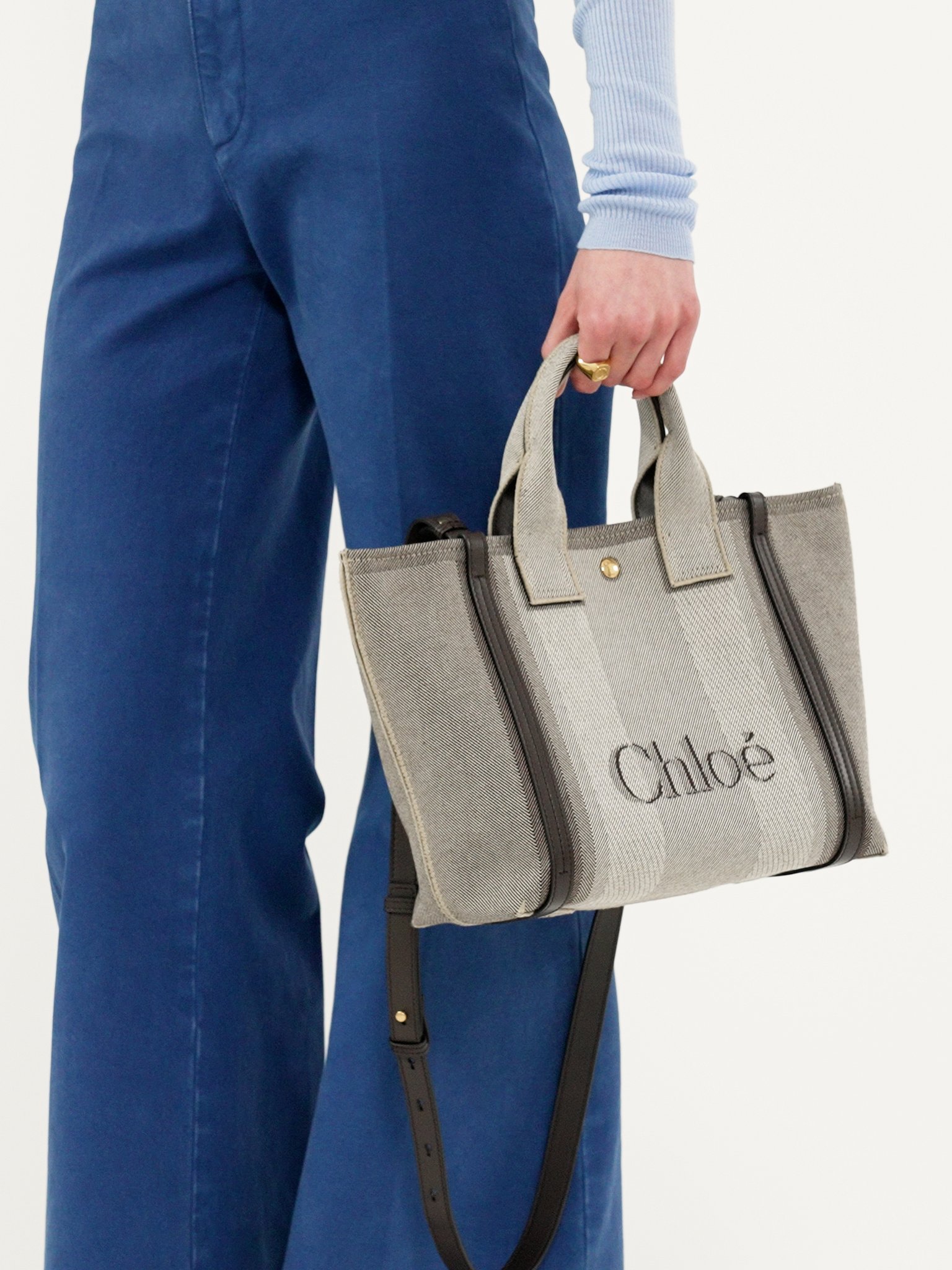 Chloé Carry Canvas Tote Bag In Gray
