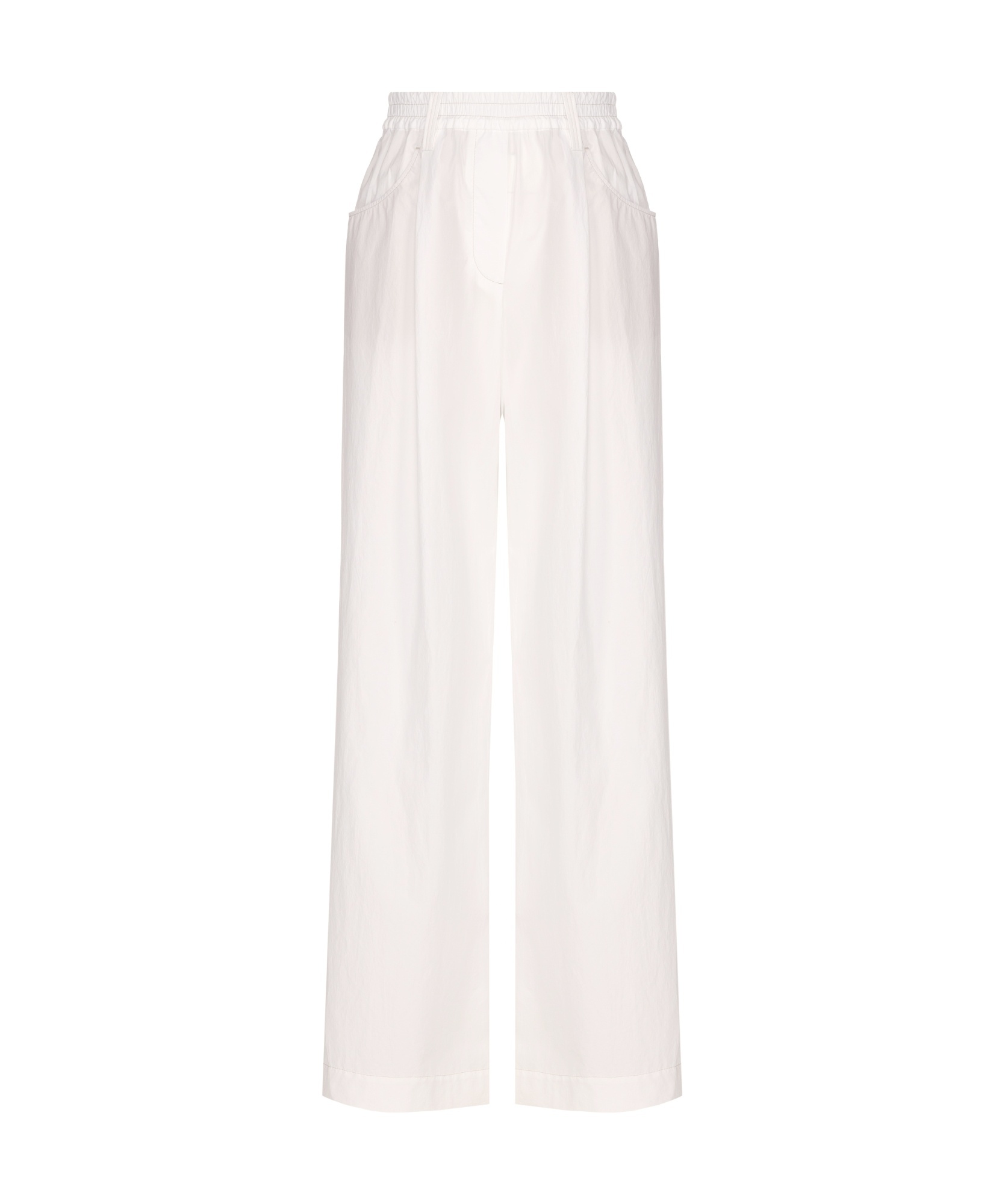 Brunello Cucinelli Wide-leg Cotton Trousers In White