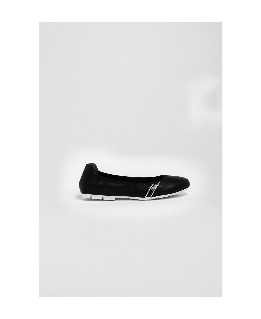 Hogan H511 Black Silver Flat Ballerina Shoes In Black