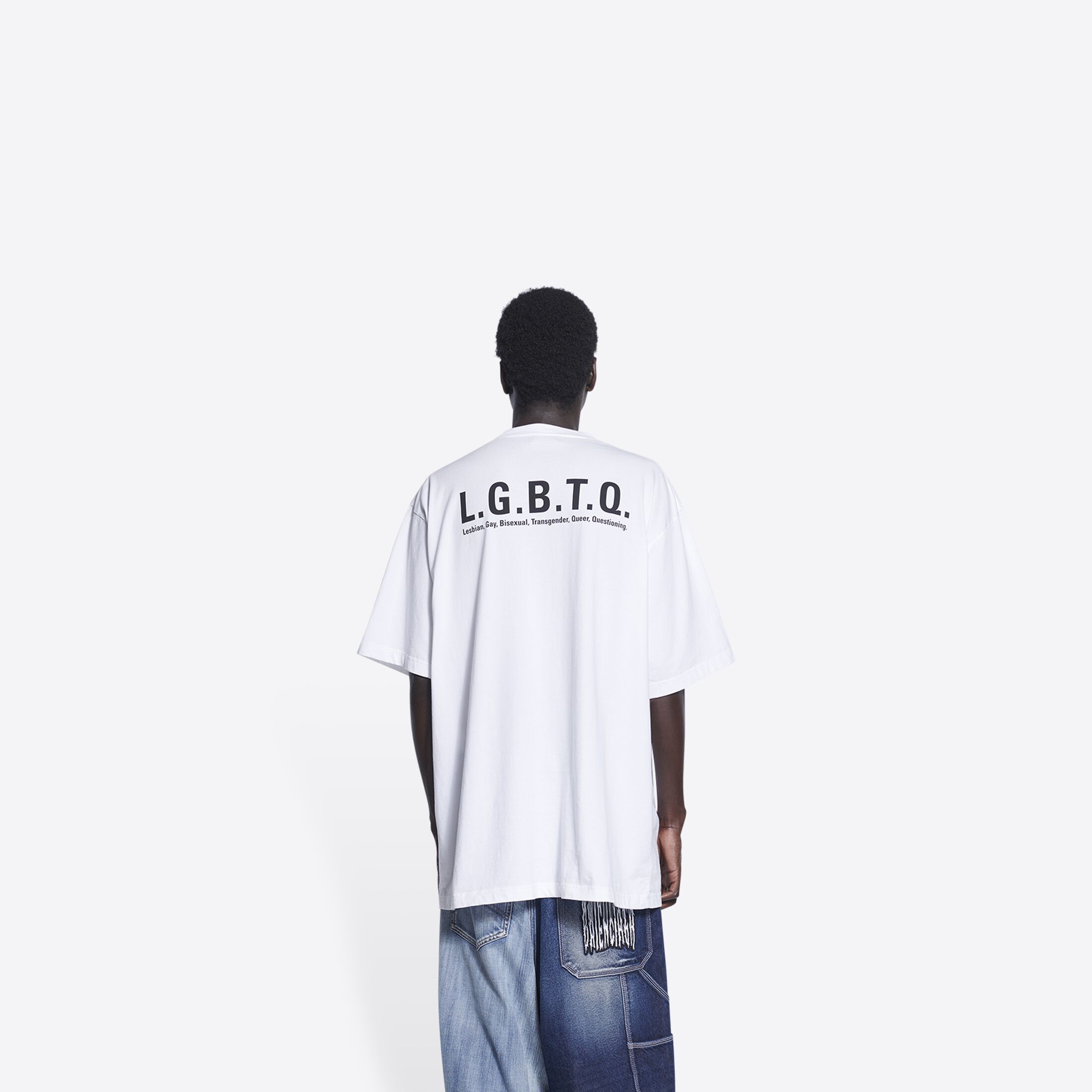 Balenciaga Lgbtq Logo T-shirt In White