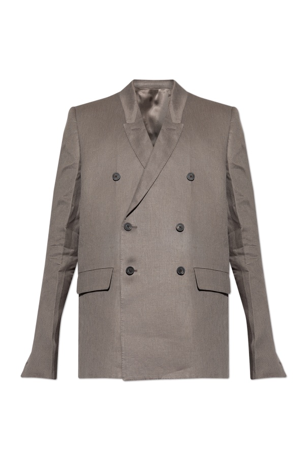 Rick Owens Double-breasted Linen Blazer In Gray