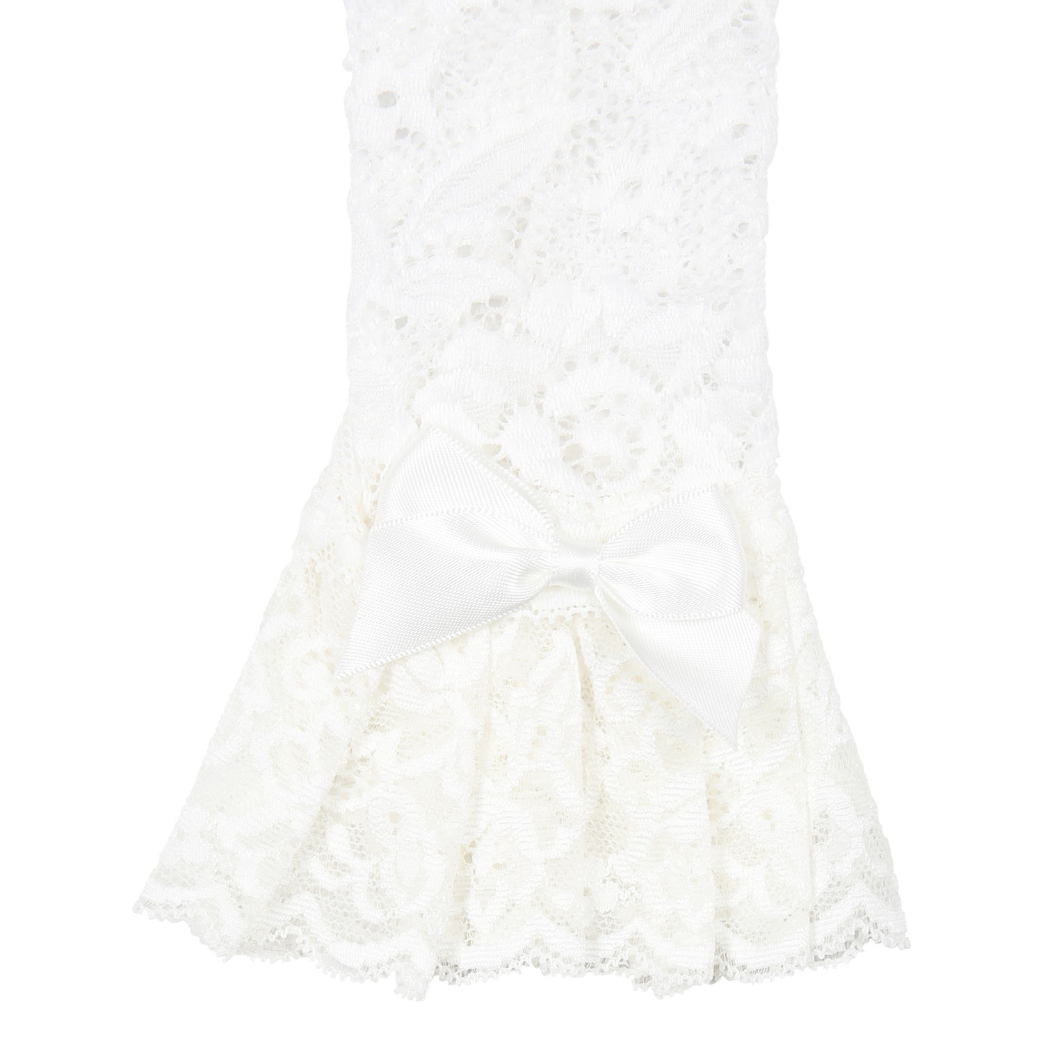 Shop Monnalisa Ruffle Lace-embroidery Gloves In White