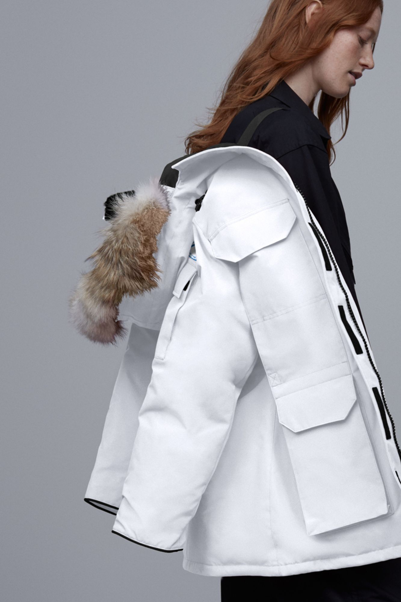 Shop Canada Goose Logo Down Jacket In White