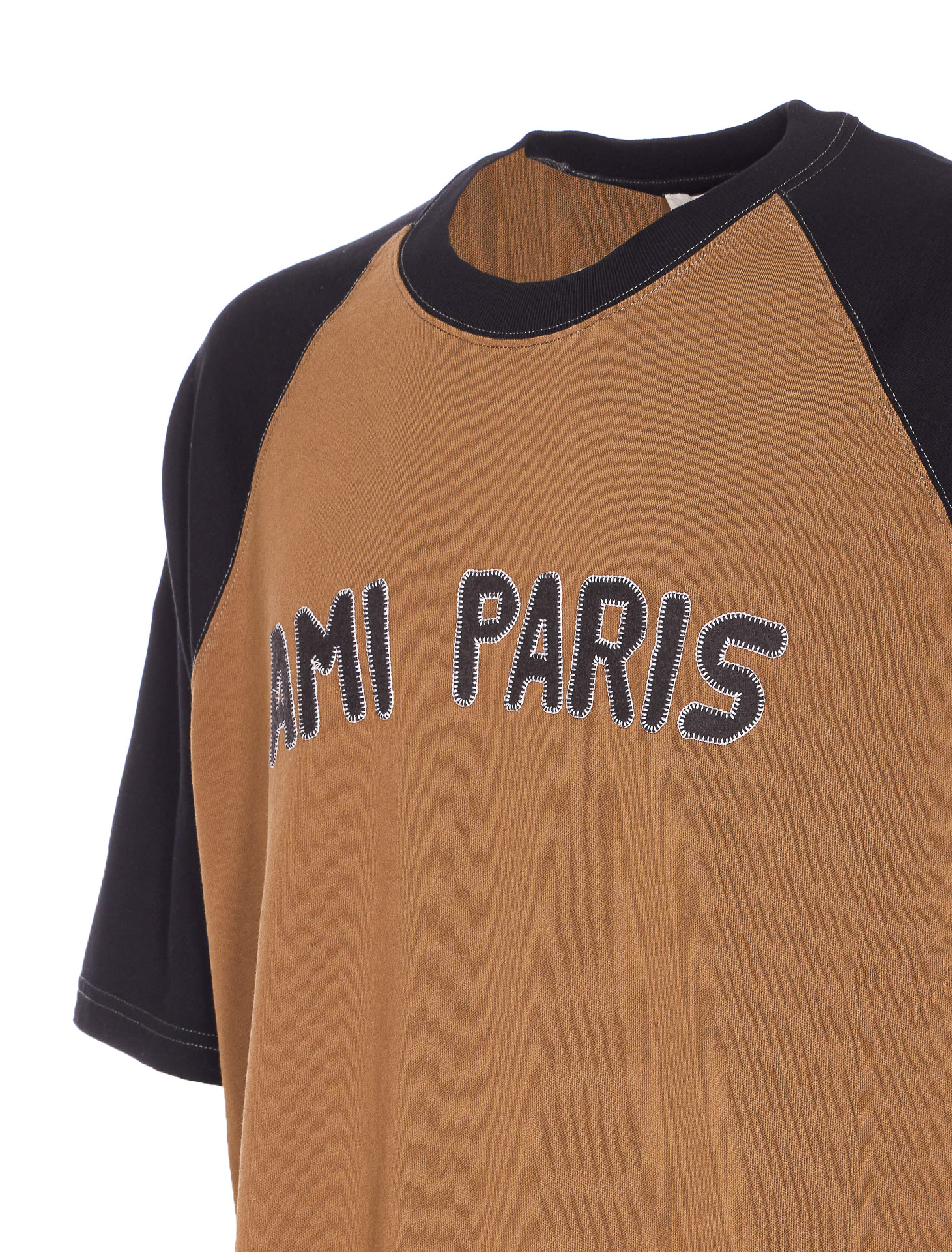 Ami Alexandre Mattiussi Ami Paris Men Cotton Colorblock T-shirt In Brown