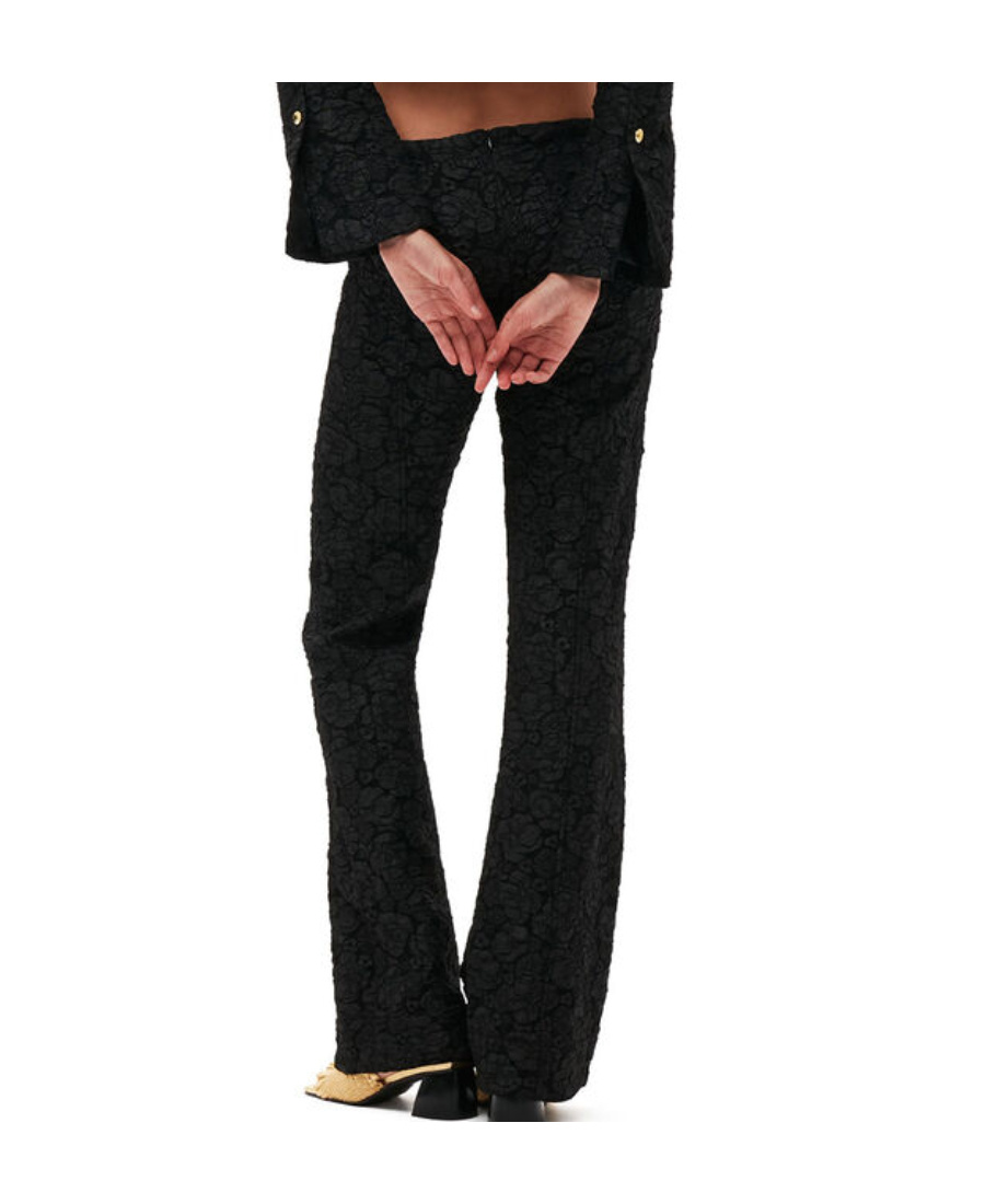 GANNI GANNI JACQUARD FLARED PANTS