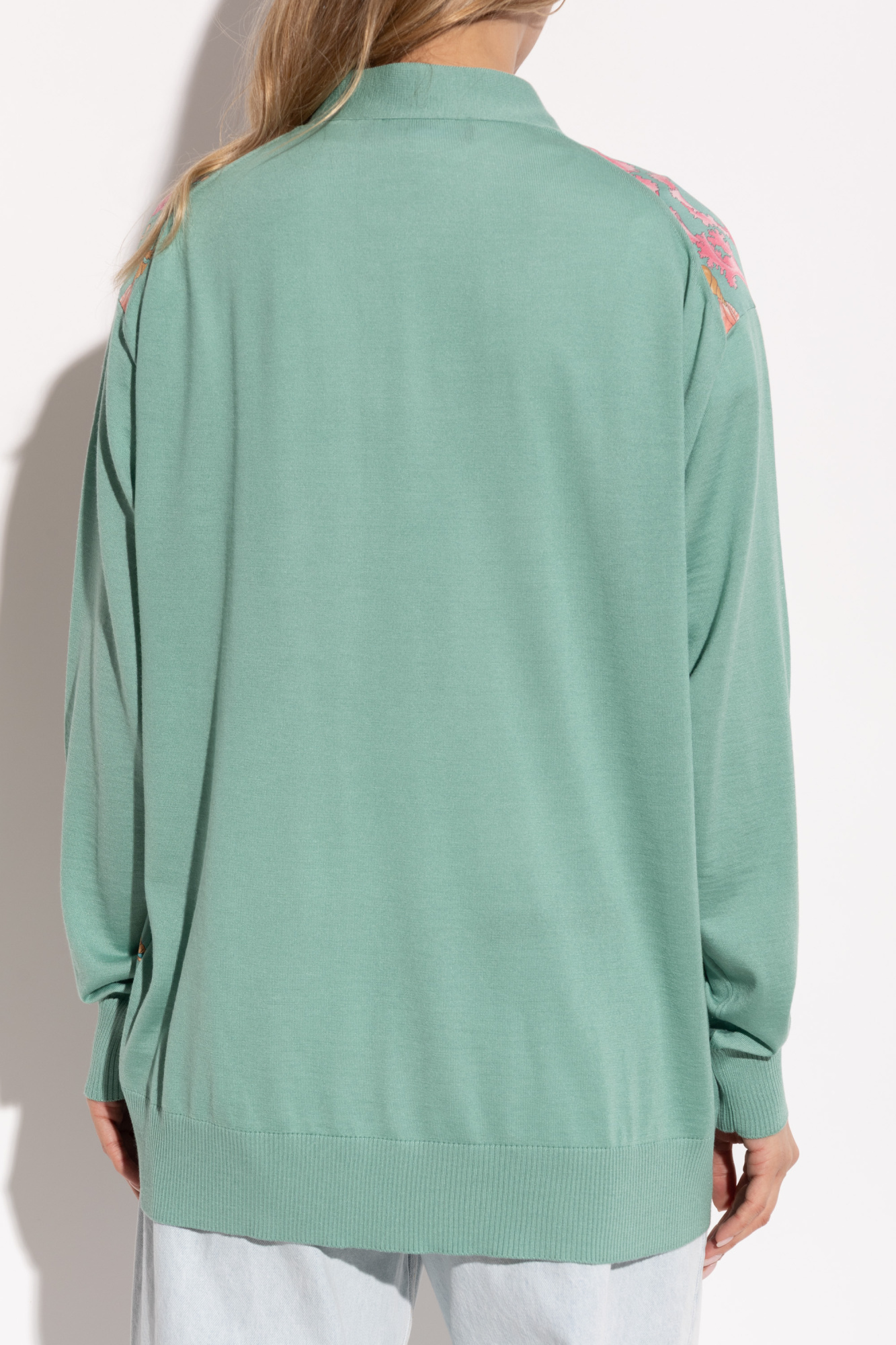 Versace Long-sleeved Cardigan In Green