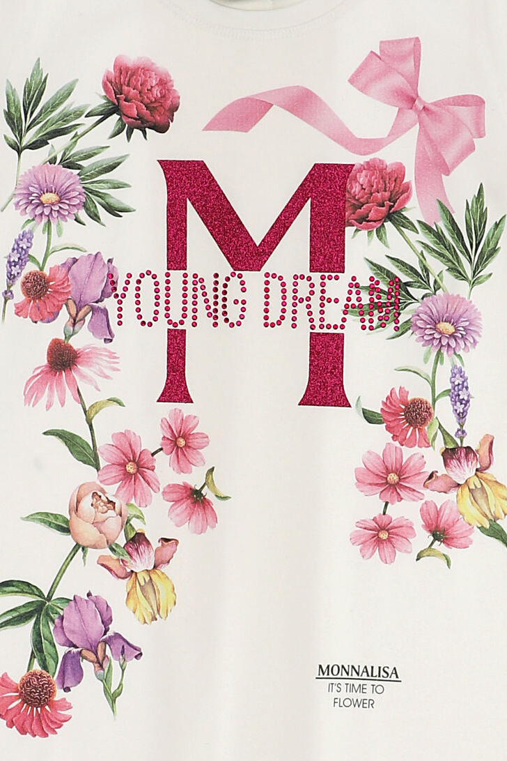 Monnalisa Floral-print T-shirt Dress In White