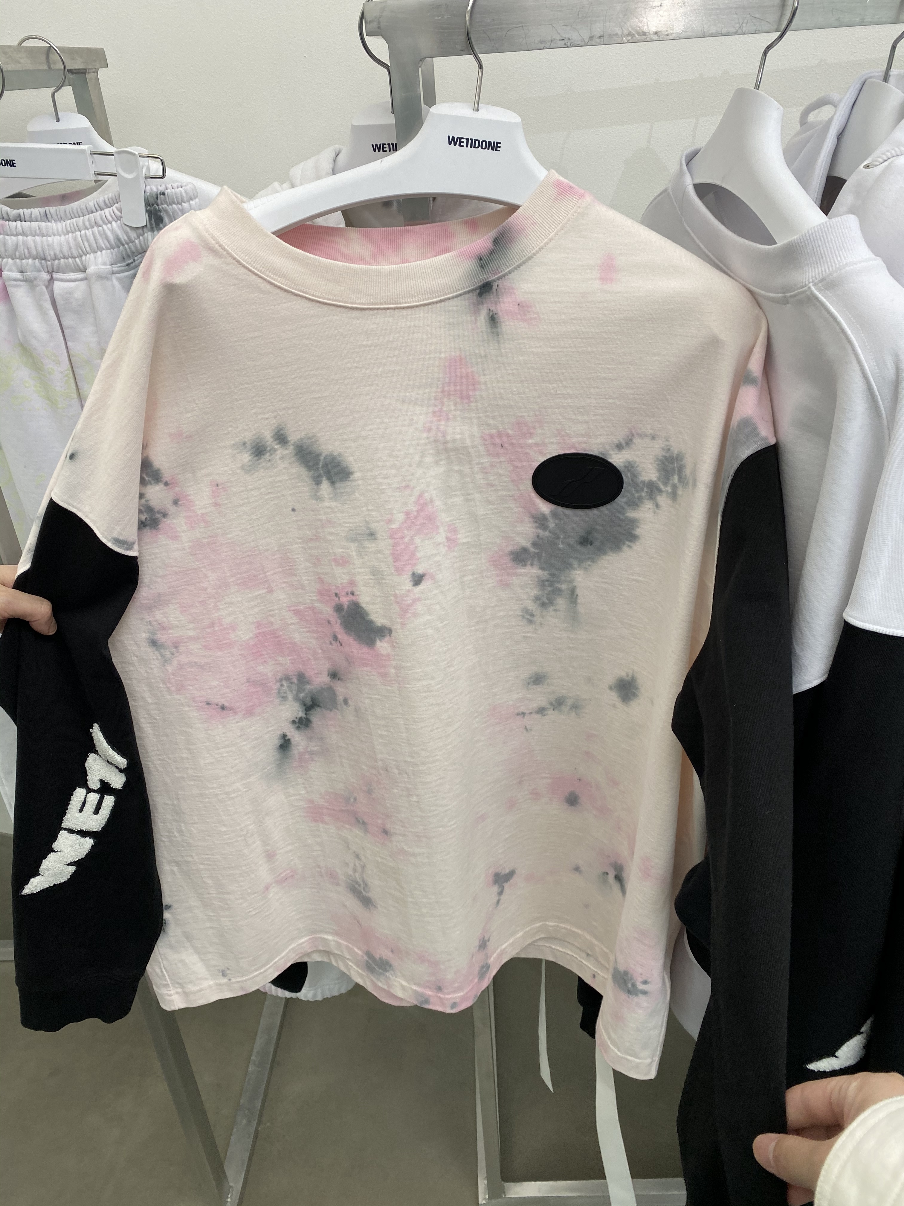 We11 Done Logo Stitching Tie-dyed Long-sleeved T-shirt In Nude