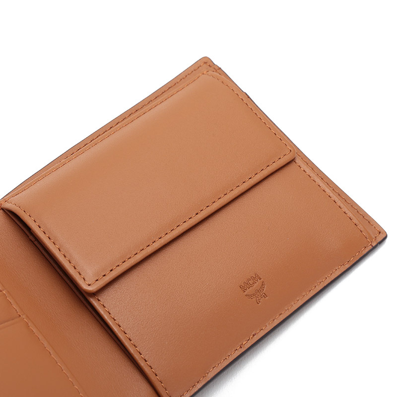Mcm Small Monogram-print Bi-fold Wallet In Brown