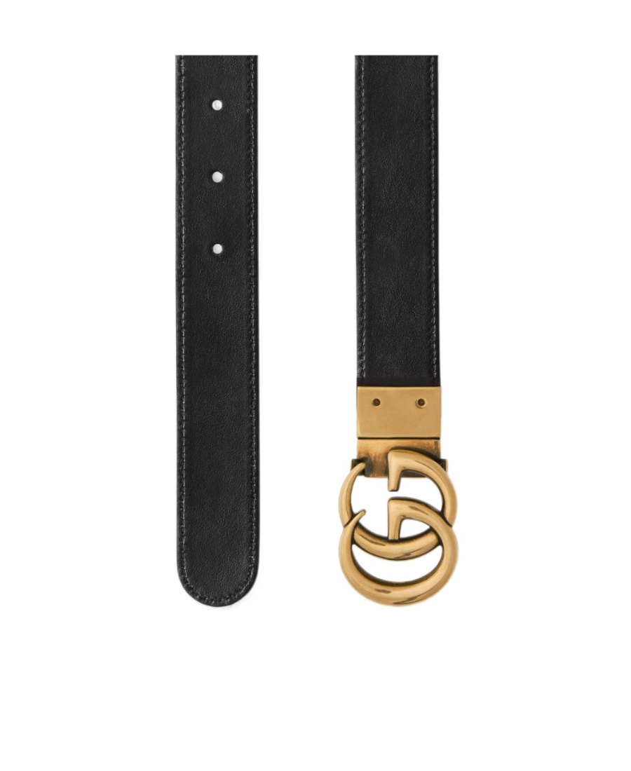 Gucci Gg Marmont Reversible Thin Leather Belt In Nude