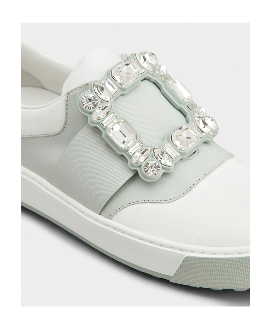 ROGER VIVIER VERY VIVIER STRASS BUCKLE SNEAKERS IN LEATHER