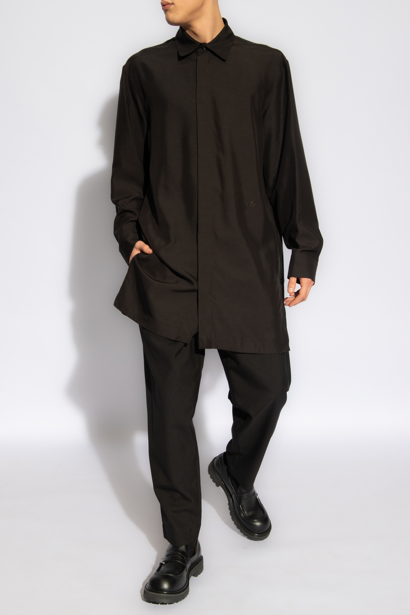 Jil Sander Boxy Fit Short Sleeve Cotton Shirt In Black