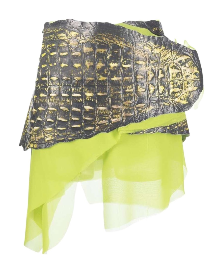 Diesel Belted Asymmetric Mini Skirt In Yellow
