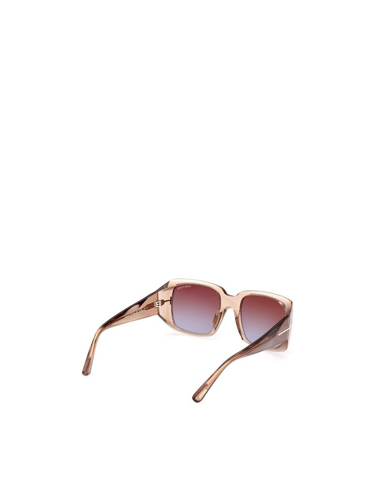 Tom Ford Ryder-02 Gradient Square Transparent Acetate Sunglasses In Nude