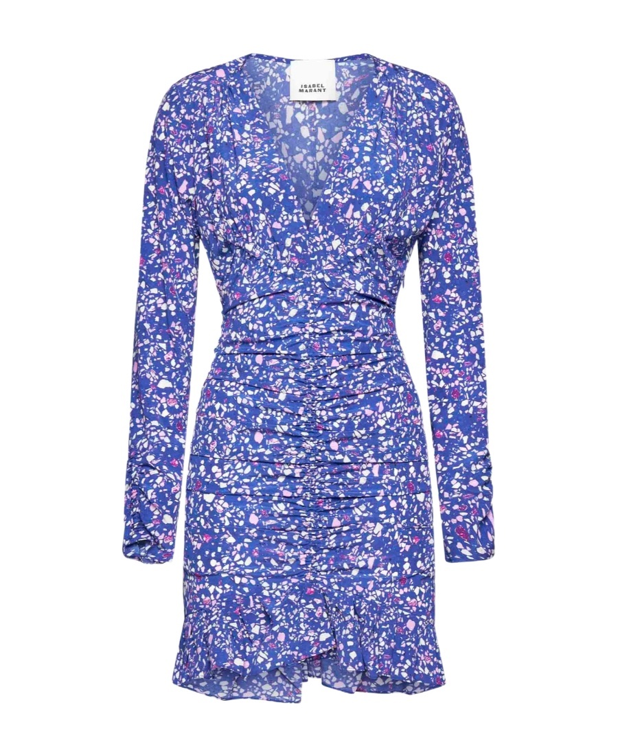 Shop Isabel Marant Ruffled Floral-print Minidress In Blue