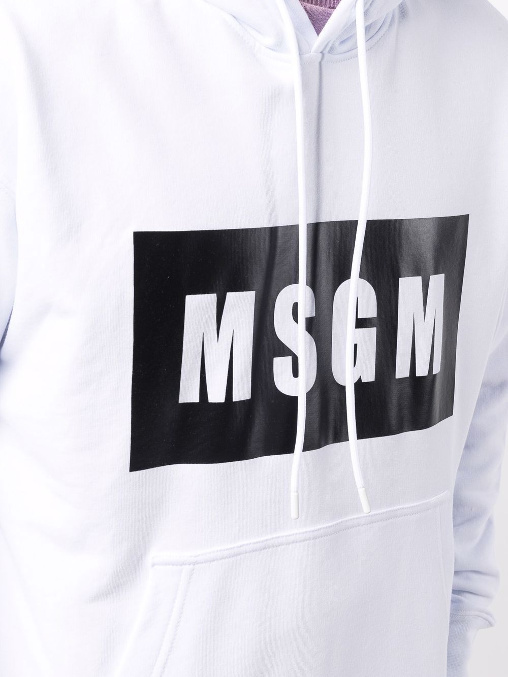 Msgm Logo Print Cotton Hoodie In White