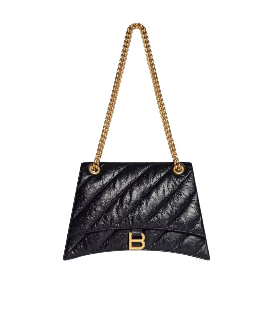Balenciaga Hourglass S Quilted Shoulder Bag In Black