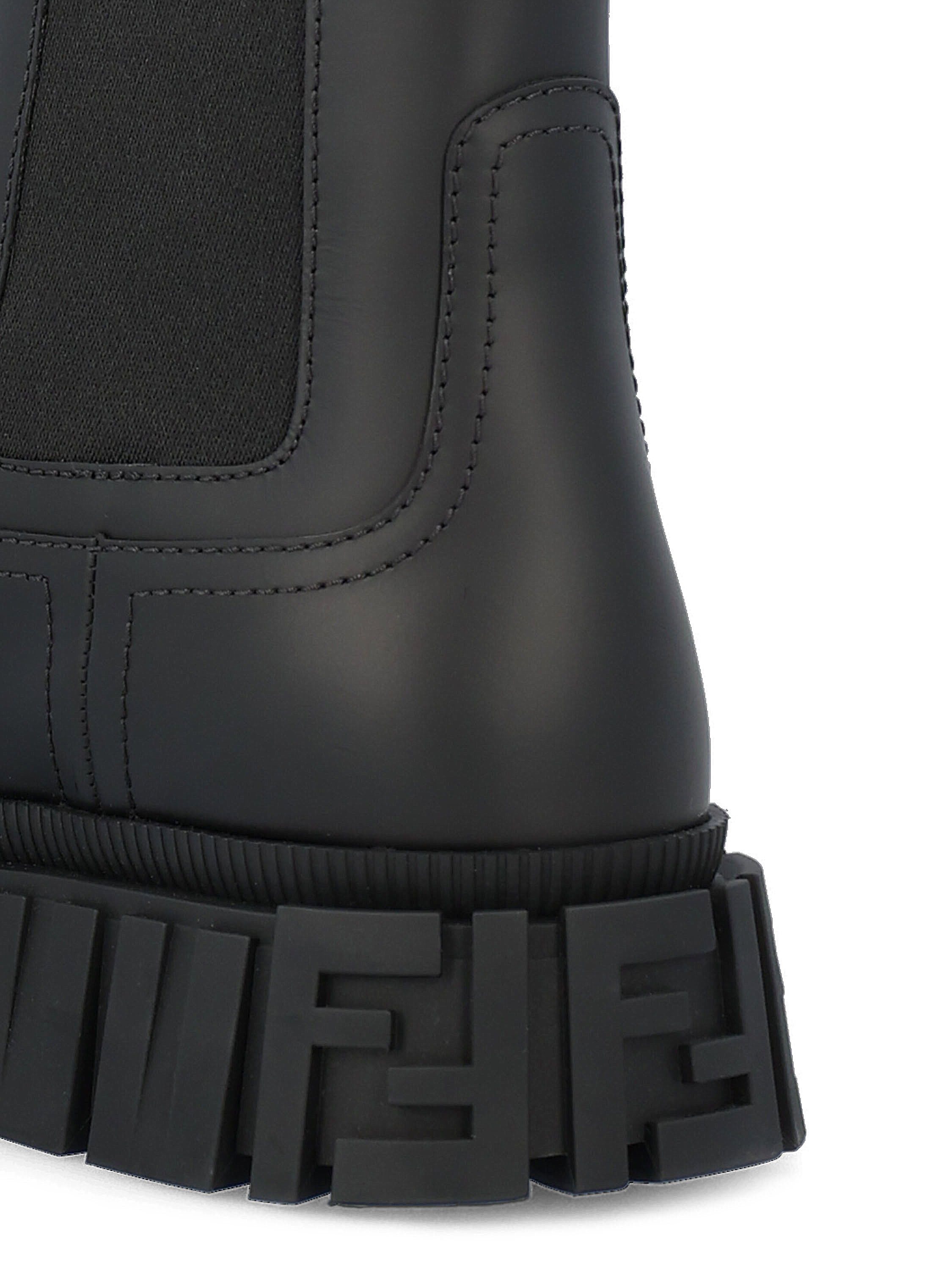 Fendi Leather Slip-on Ankle Boots In Black