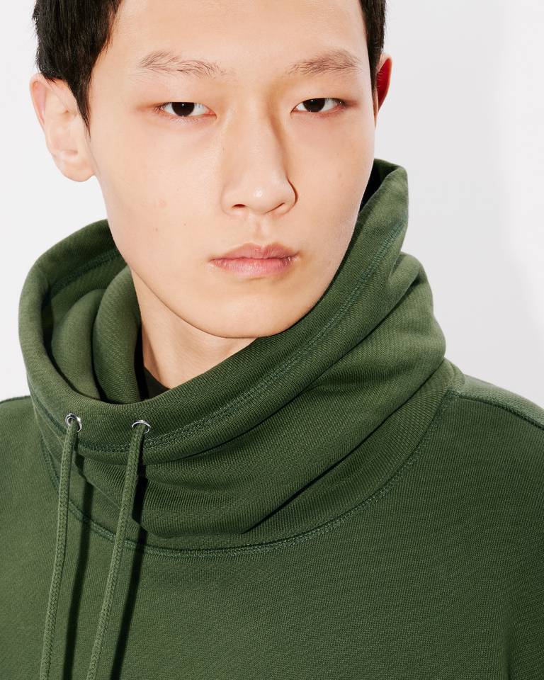 Kenzo Embroidered Logo Long Sleeve Sweater In Green