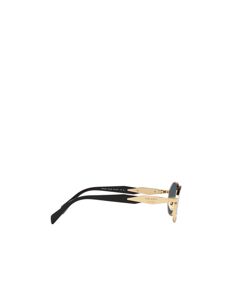Prada Logo-engraved Oval-frame Tinted Sunglasses In Gray