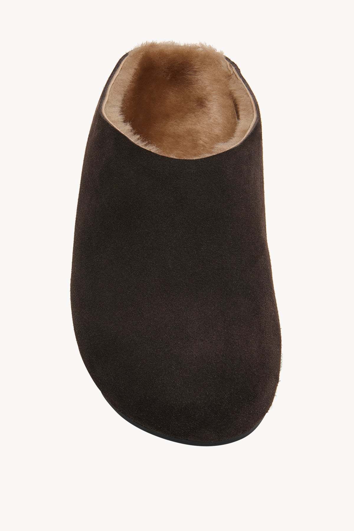 The Row Hudson Slide In Suede And Shearling In Brown