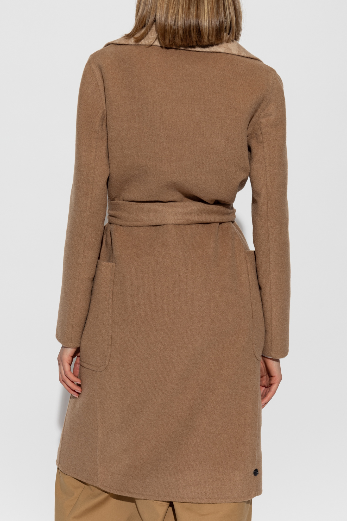 Max Mara Long-sleeved Double-sided Coat In Brown