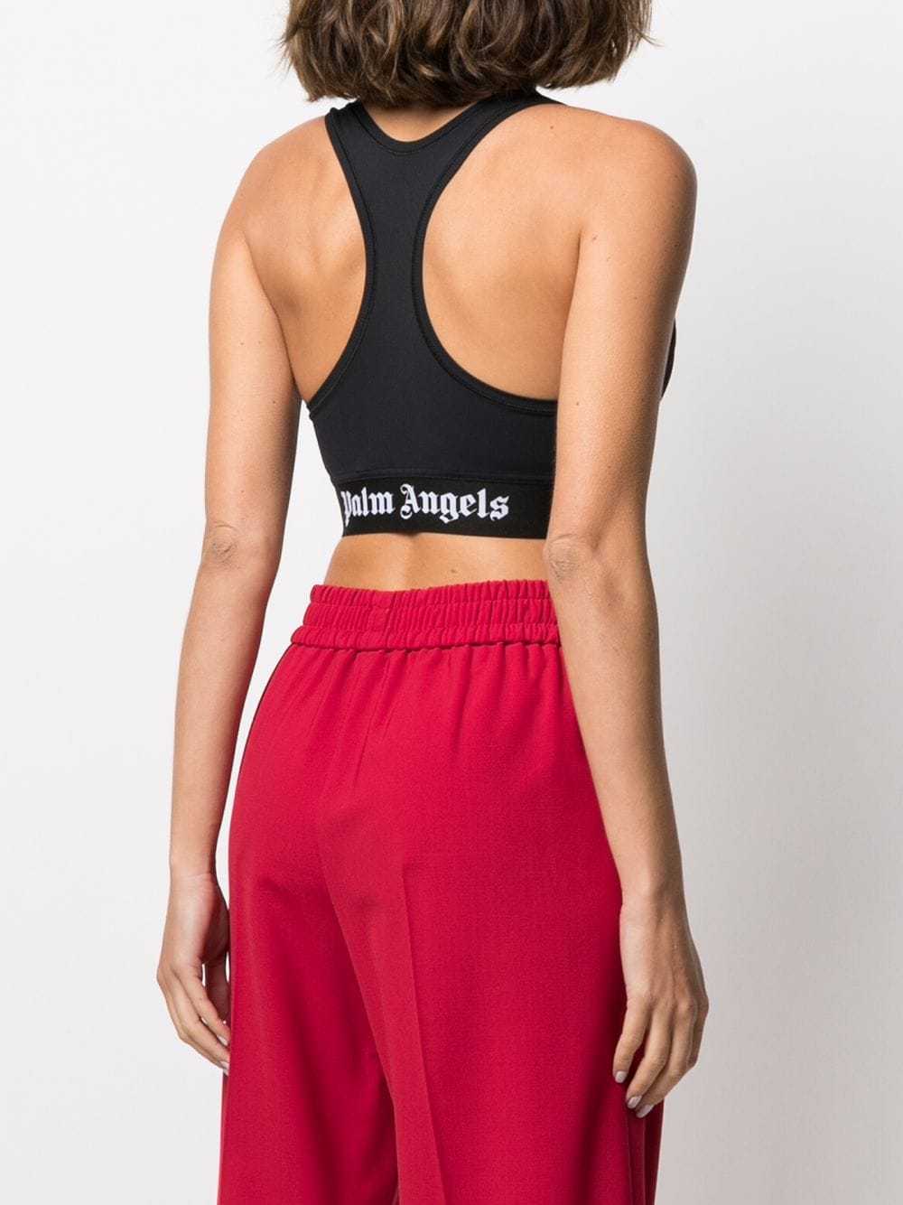 Palm Angels Black Classic Logo Sport Bra In Black White