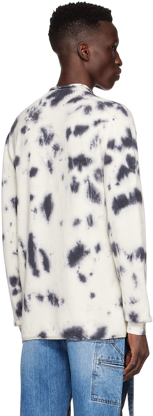 We11 Done Tie-dyed Round-neck Knitted Pullover In White