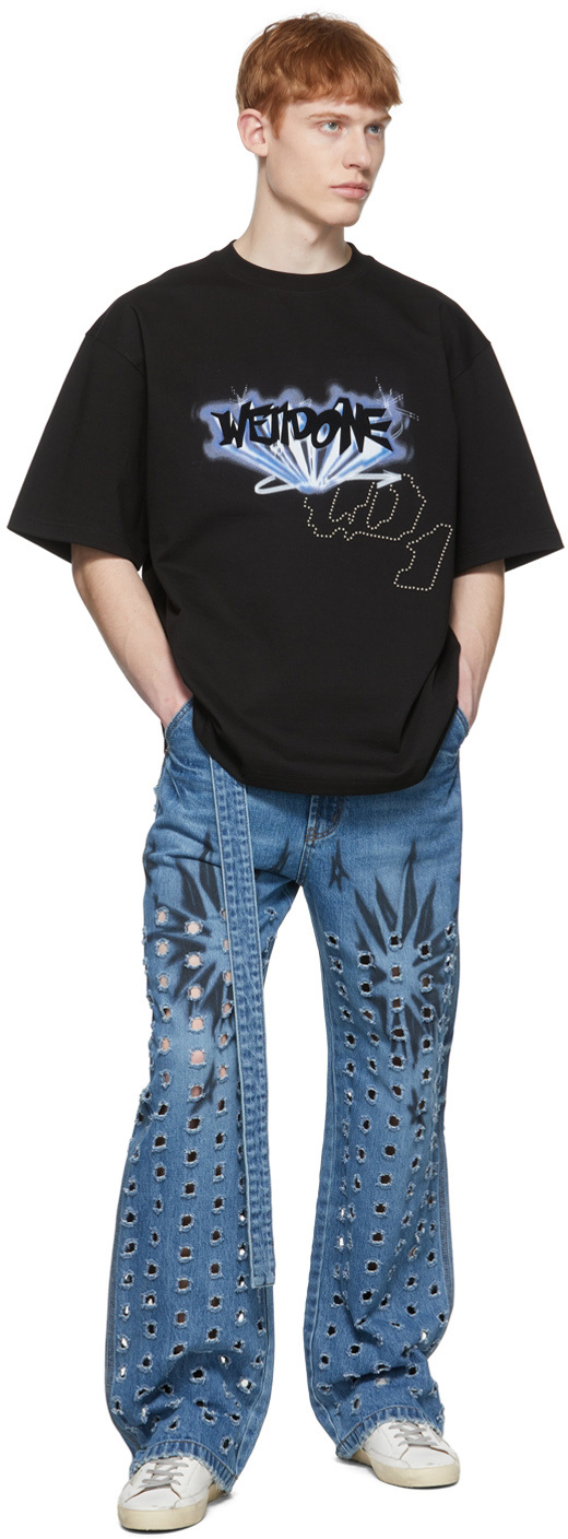 We11 Done Graffiti Logo-print T-shirt In Black