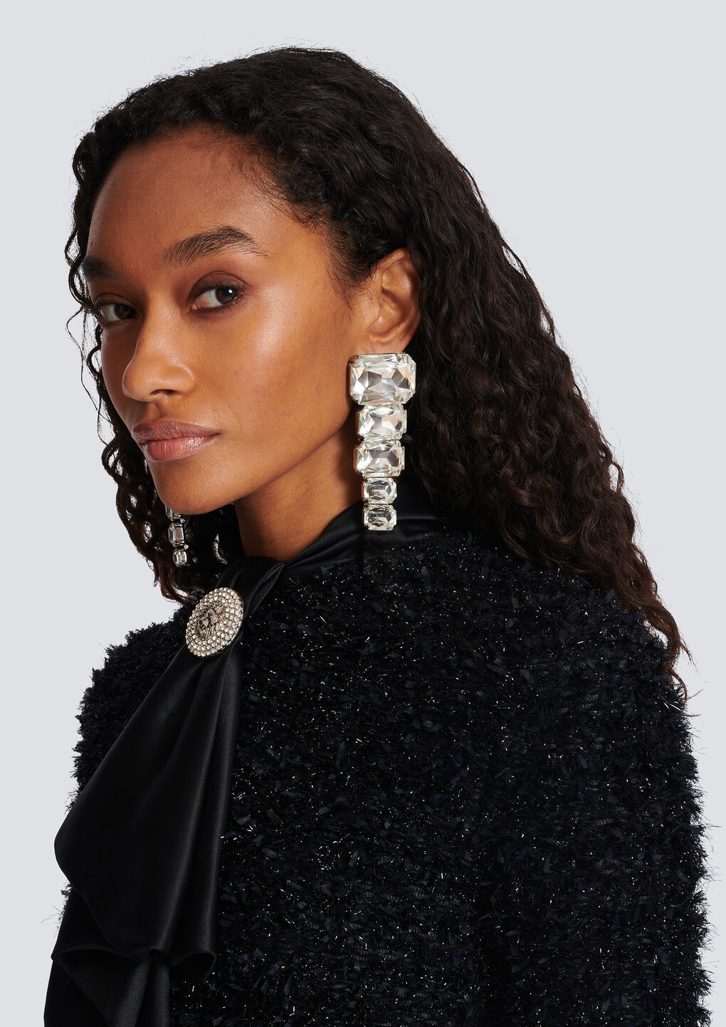 BALMAIN CRYSTAL PENDANT EARRINGS 