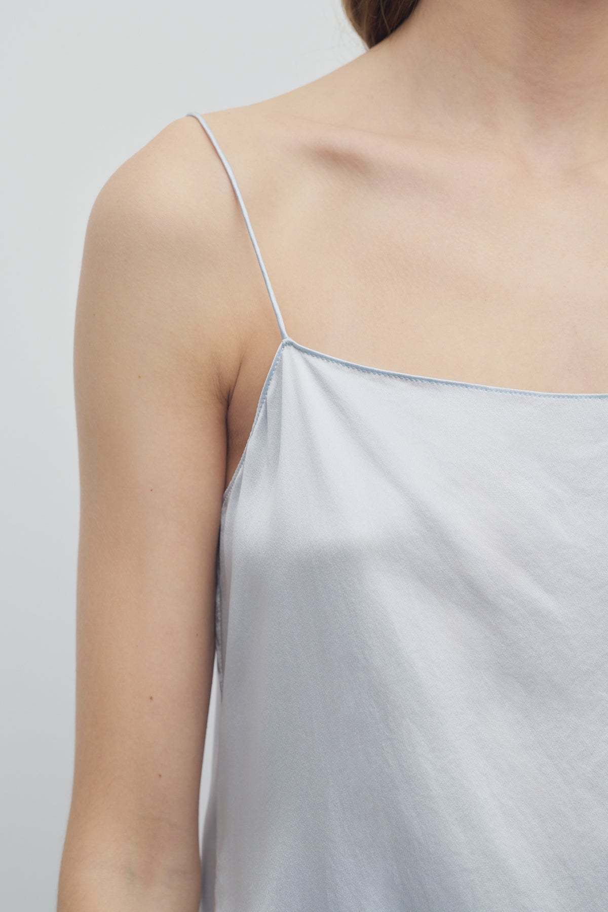 The Row Kilari Satin Lace Hem Top In Glacier Blue