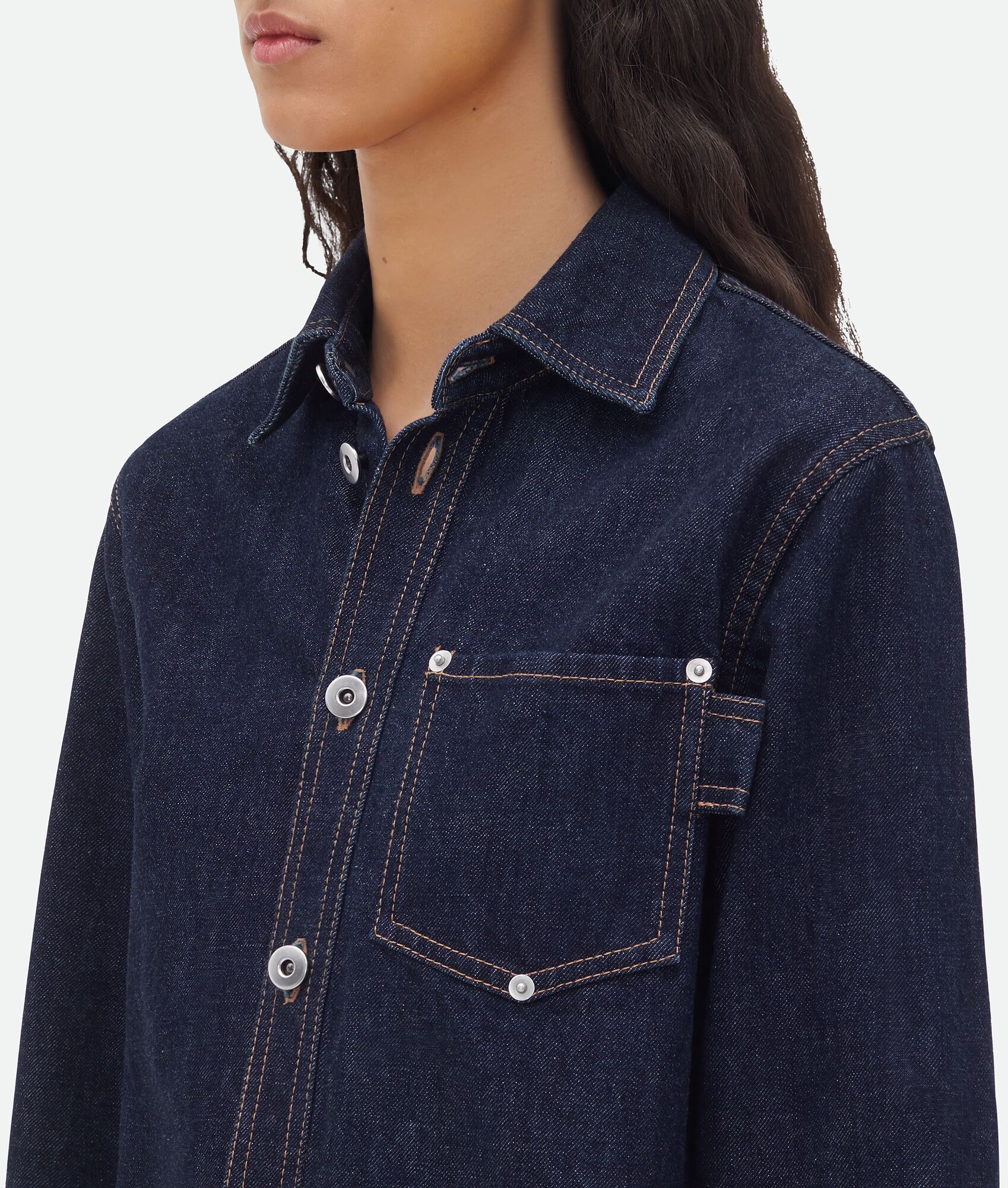 Bottega Veneta Long-sleeve Denim Shirt In Black